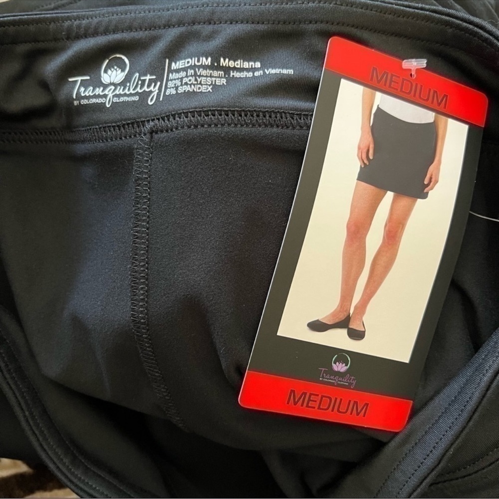 NEW-TRANQUILITY by Colorado Clothing Solid Black Athletic Stretchy Skort Size MD - Picture 11 of 12